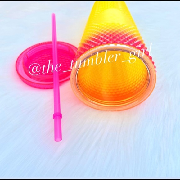 💛LIMITED 💛Starbucks Taiwan Sunset Gradient Red Yellow Ombré Studded Tumbler - Picture 7 of 10